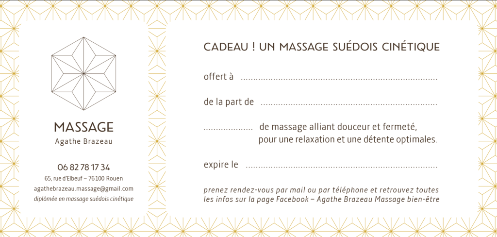 carte cadeau 65 rue d’elbeuf 76100 Rouen Massage Agathe